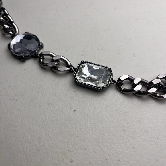 Chicos Chunky Gunmetal Chain Necklace Large Gems Statement Jewelry Bold 36 - 40" - Picture 11 of 16